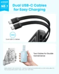 Anker Zolo Power Bank 10000mAh 35W with Built-in Dual USB-C Cable A110L