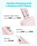Anker Zolo Power Bank (20K, 45W, Built-In Dual USB-C Cables)A110M