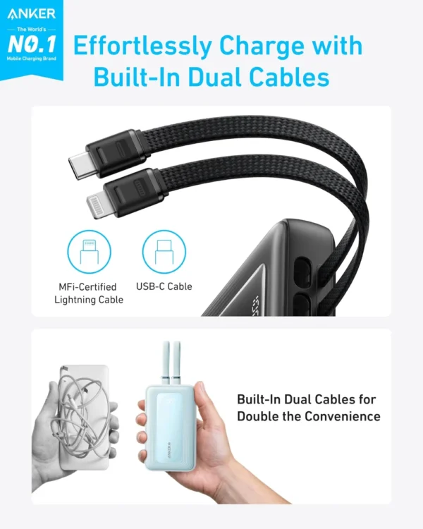 Anker Zolo Power Bank (20000 mAh, Built-In USB-C and Lightning Cable)30W