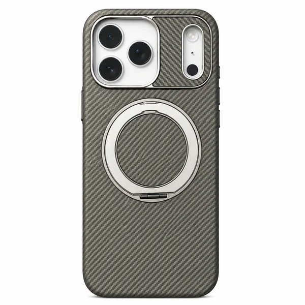 Carbon Fiber MagSafe Case with 360° Rotating Ring Stand for iPhone 17 Pro Max