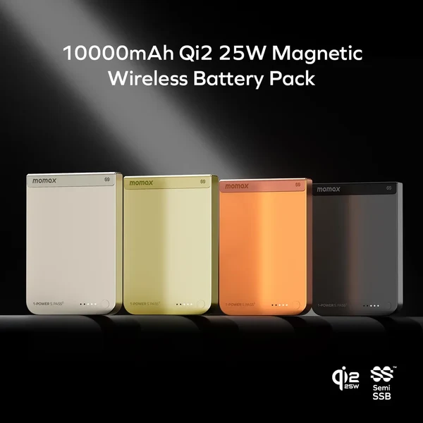 Momax 1-Power S.Pass² 10000mAh Semi SSB Magnetic Wireless Battery Pack 25W