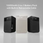 Momax 1-Pac Pass Mini⁺ 10000mAh 2in1 Battery Pack with Built-in Retractable Cable 45W