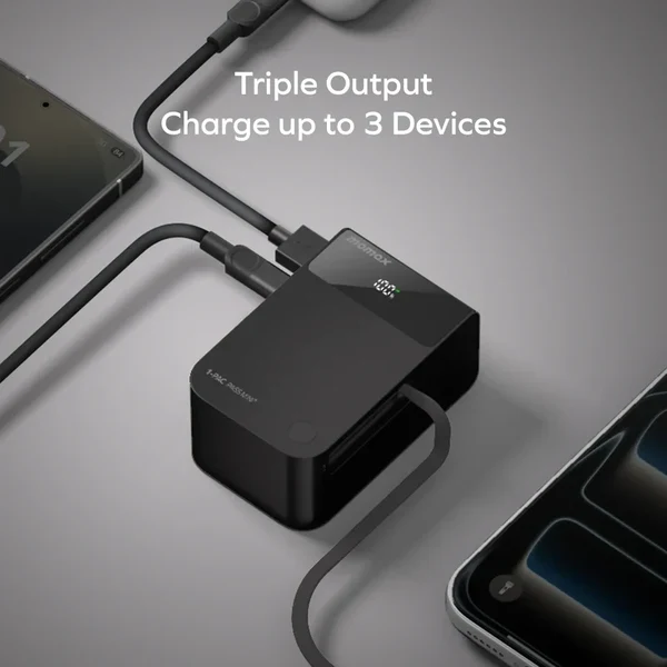 Momax 1-Pac Pass Mini⁺ 10000mAh 2in1 Battery Pack with Built-in Retractable Cable 45W