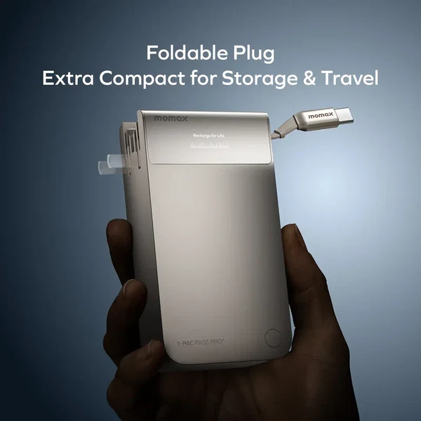 Momax 1-Pac Pass Pro⁺ 10000mAh 3in1 Hybrid GaN Battery Pack with Built-In Retractable Cable (45W)