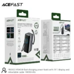 Acefast 10000mAh Fast Power Bank 45W with Retractable USB-C Cable & TFT Display PB0902