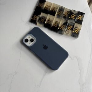 Premium Silicone Iphone Case With Apple Logo - navy blue, 14pro