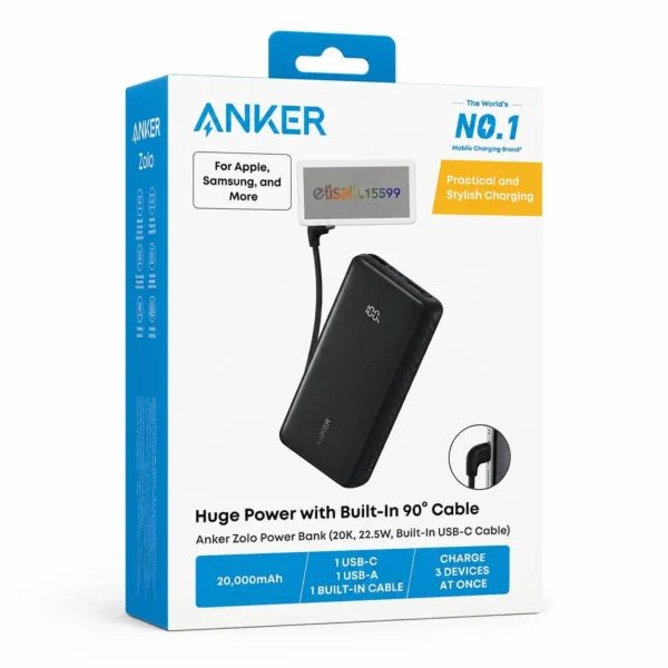Anker Zolo Power Bank, 10k, 22.5W Max,USB-C In A110D