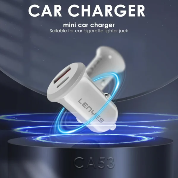 Lenyes 48W PD QC3.0 Dual-Port Mini Car Charger CA53