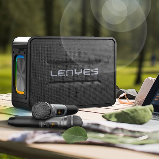 Lenyes Bluetooth 5.3 150W Dual-Mic RGB Karaoke Speaker S859