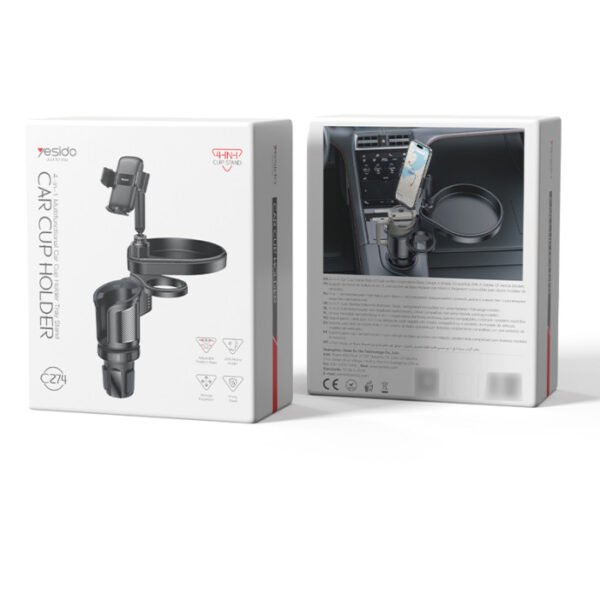 Yesido 4-in-1 Expandable Cup Holder Car Mount with Dual-Ball Rotation C274