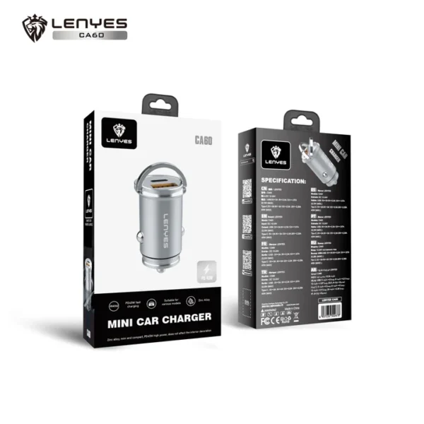 Lenyes 45W Type-C USB Dual-Port Mini Car Charger CA60