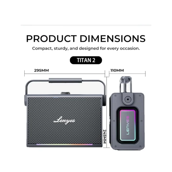 Lenyes Titan 2 RGB Dual Microphone TWS Bluetooth Speaker 100W