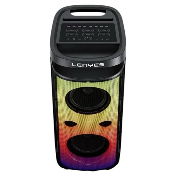 LENYES 360W Powerful Outdoor Speaker with Dual Wireless Microphones & RGB Lights - S883