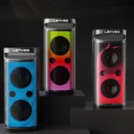 LENYES 360W Powerful Outdoor Speaker with Dual Wireless Microphones & RGB Lights - S883