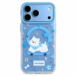 KawaiiBluePuppySkateboardPhoneCase