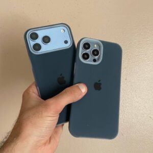 Premium Silicone Iphone Case With Apple Logo - navy blue, 14pro